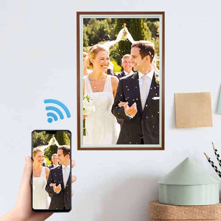 24-Inch Digital Picture Frame Electronic Photo Frame with Auto-Rotate Wall Mountable Instant APP Sharing of Photos/Videos