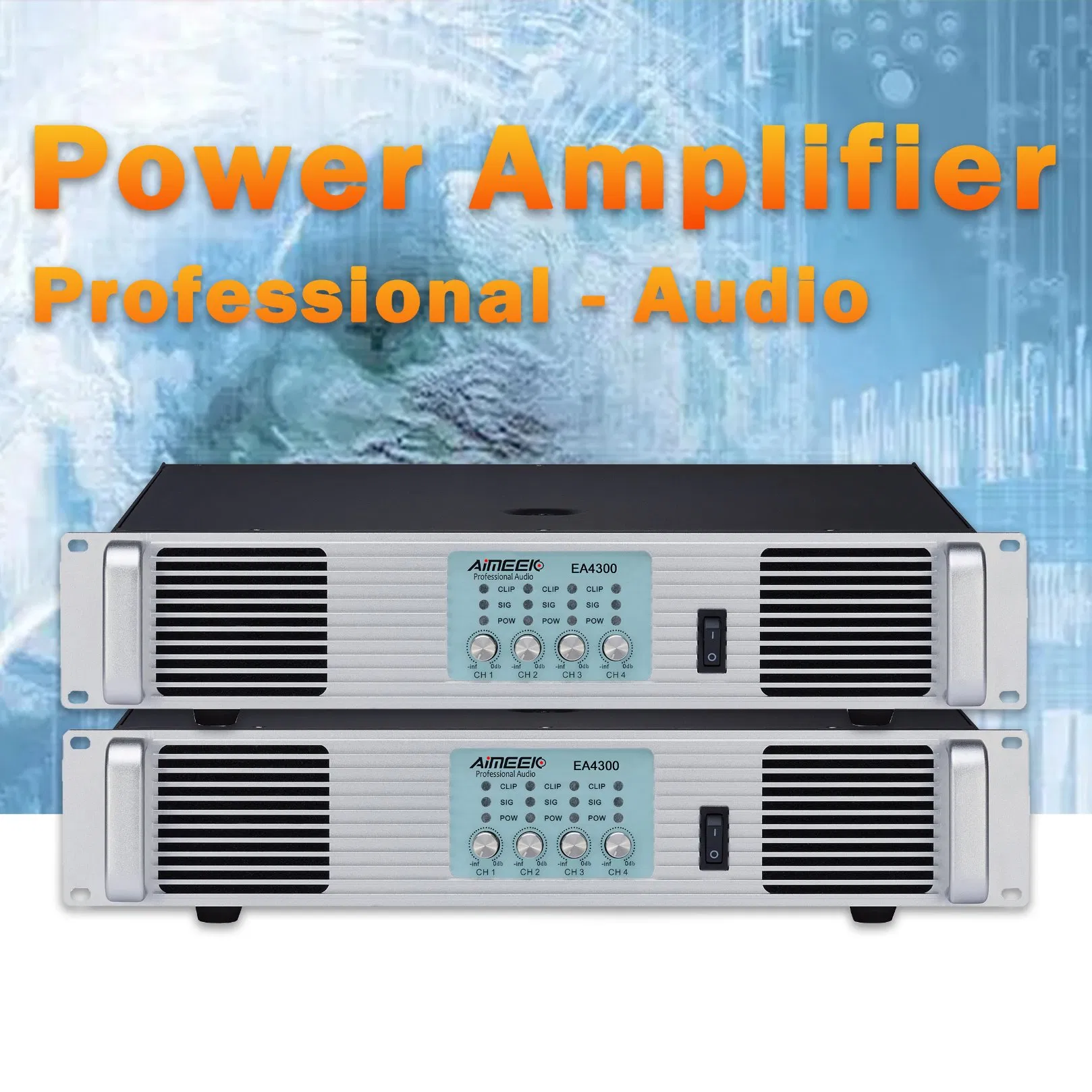 Aimeek Professiona Audio 4*300W Class H High Power Amplifier for KTV PRO Sound System