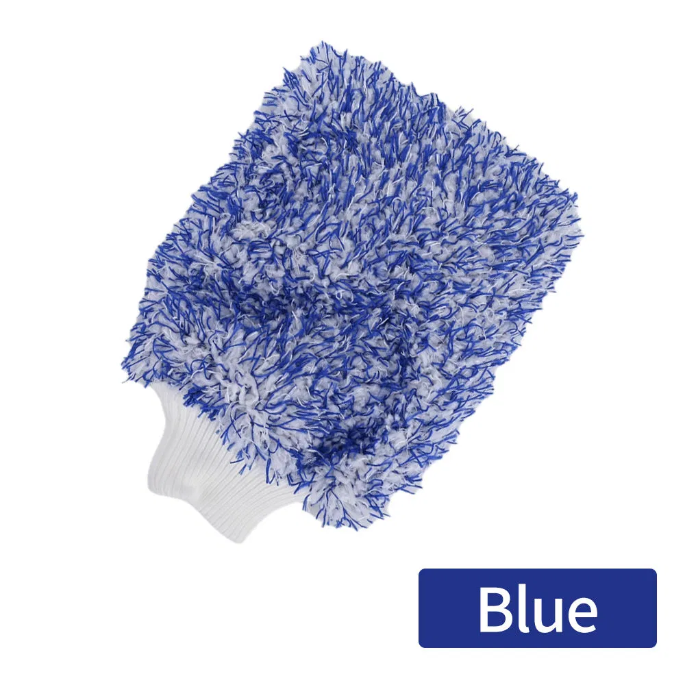 Colorful Coral Fleece Microfiber Wash Mitt 20 * 28cm Ultra Soft Dual-Ply Car Cleaning Glove with Elastic Cuff