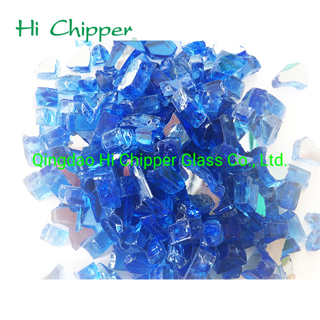 Dark Blue Reflective Crushed Mirror Fire Glass for Fire Pit Decoration