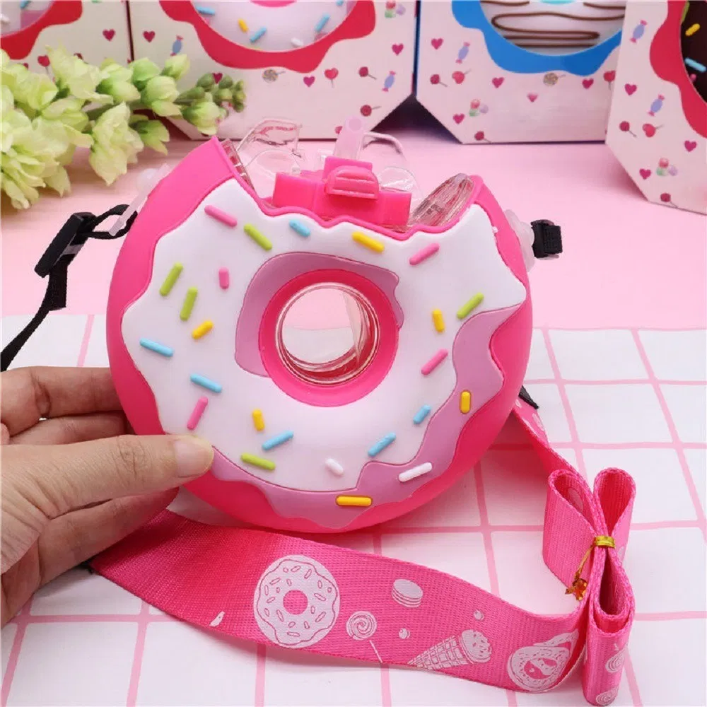 Детская бутылка для воды в форме пончика с трубочкой