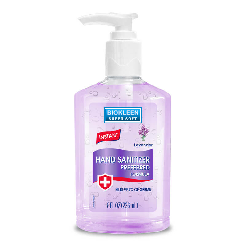 Biokleen Factory Supply Custom 8 FL Oz Pump Bottle Original Hand Sanitizer Non-Drying Moisturizing Gel with Vitamin E
