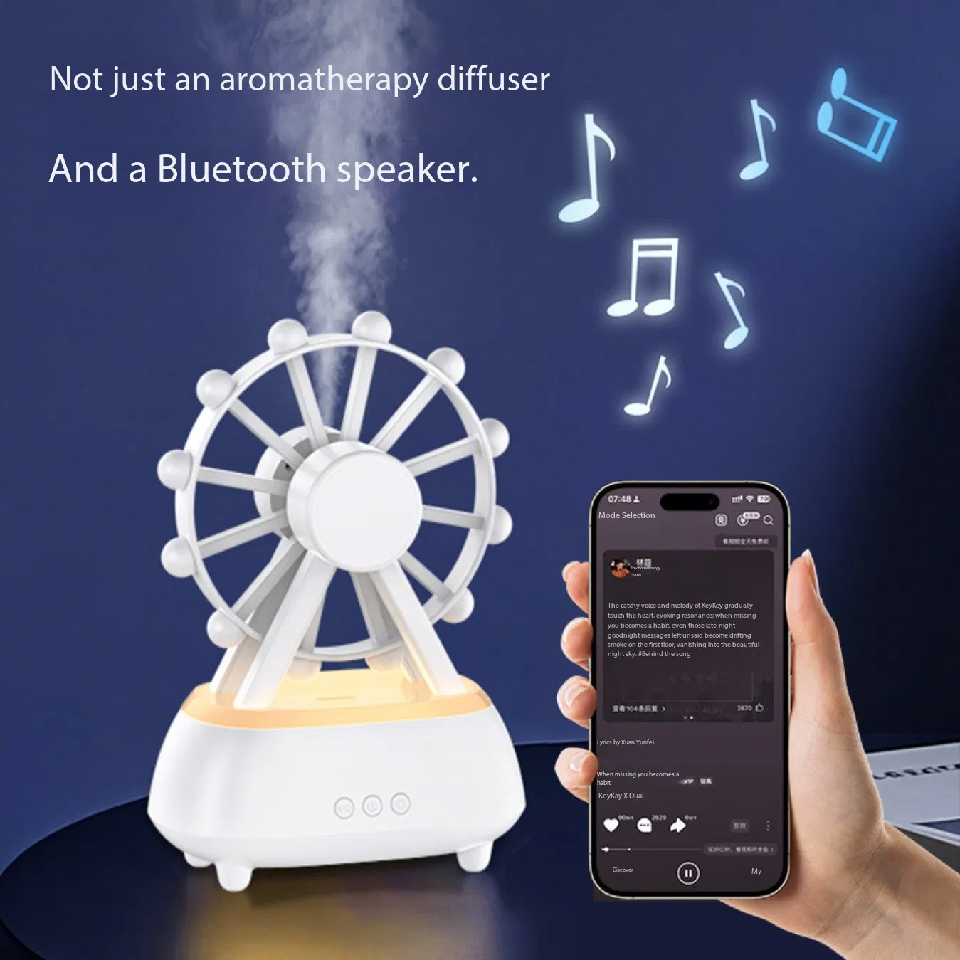 RGB Rotating Ferris Wheel USB Aromatherapy Humidifier Bluetooth Speaker Humidifier