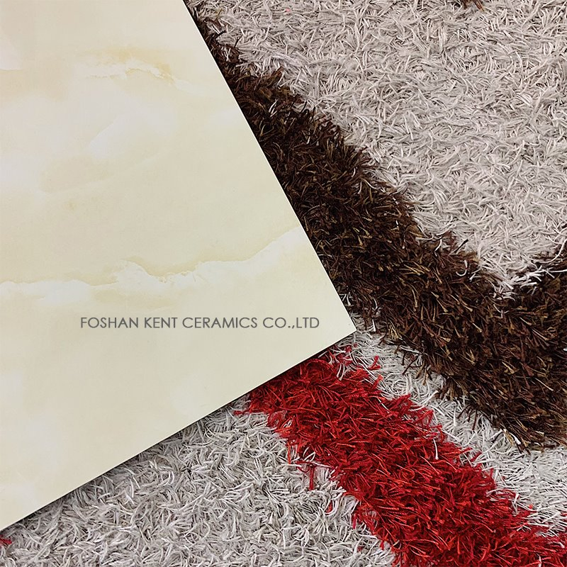 Yellowish Glossy Surface Porcelain Glazed Polished Flooring Tiles for Living Room