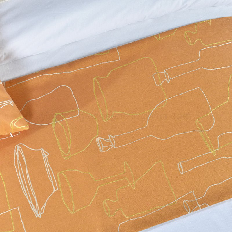 High-End Guest Room Simple Linen Printing Design Sandy Brown Decoration Bed Flags