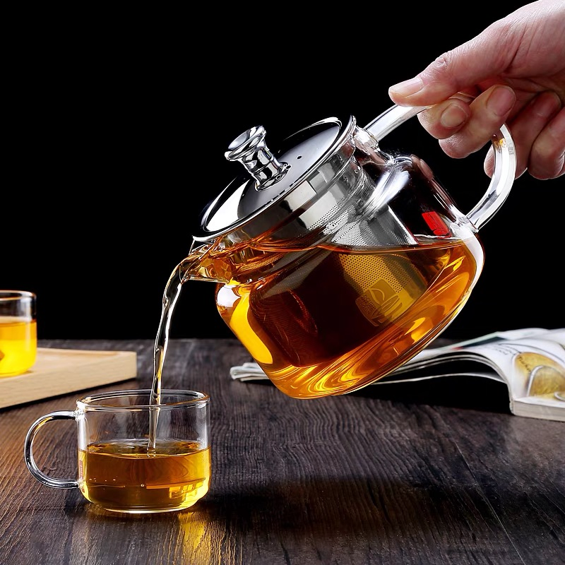 SUS304 Strainer Infuser Stovetop Safe Teapot Borosilicate Glass Teabags Herbal Loose Leaf Tea Brewer