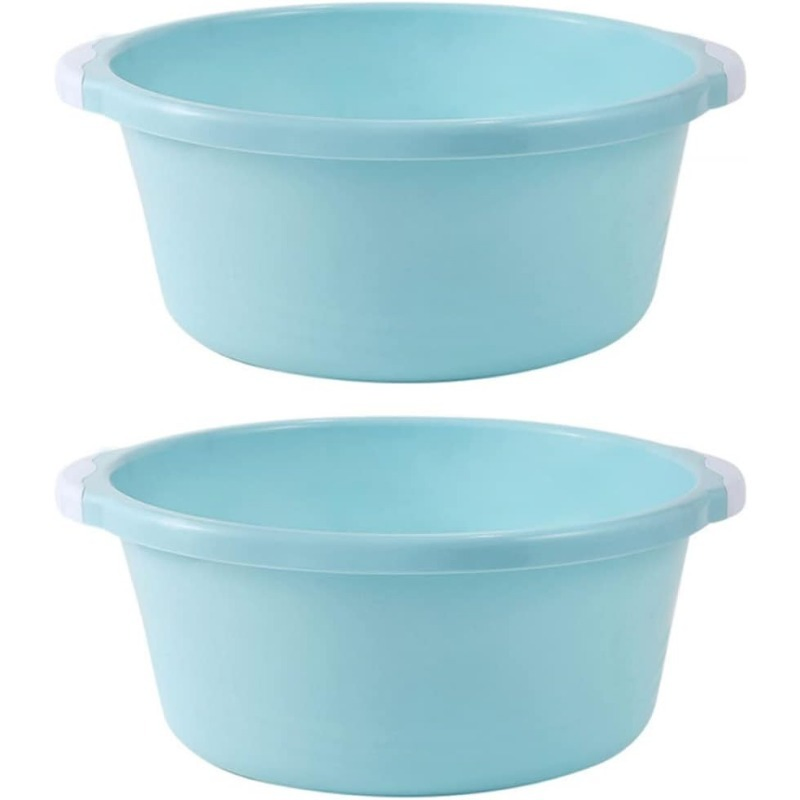 Circular Double-Eared Thickened Anti-Fall Washing Household Bathroom Simple Solid Color Plastic Basin