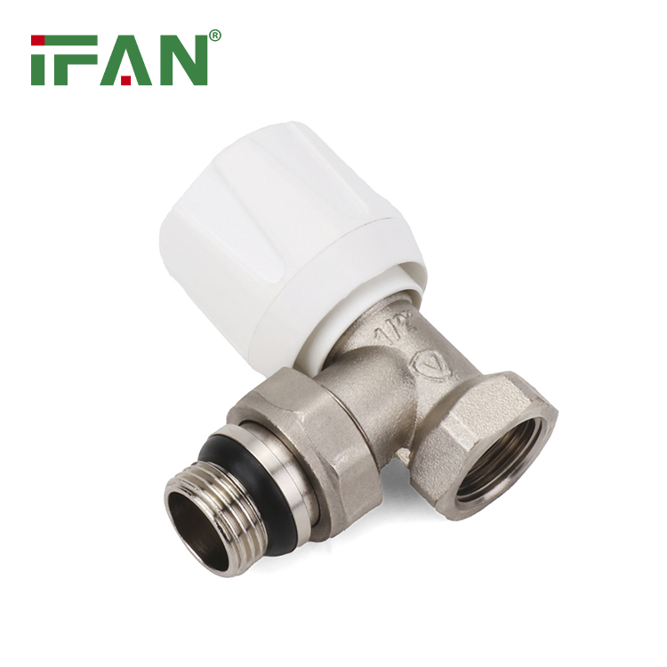 Ifan DIN16892 Brass Radiator Valve 1/2'' 3/4'' Angle Temperature Control Valve Brass Radiator Valve