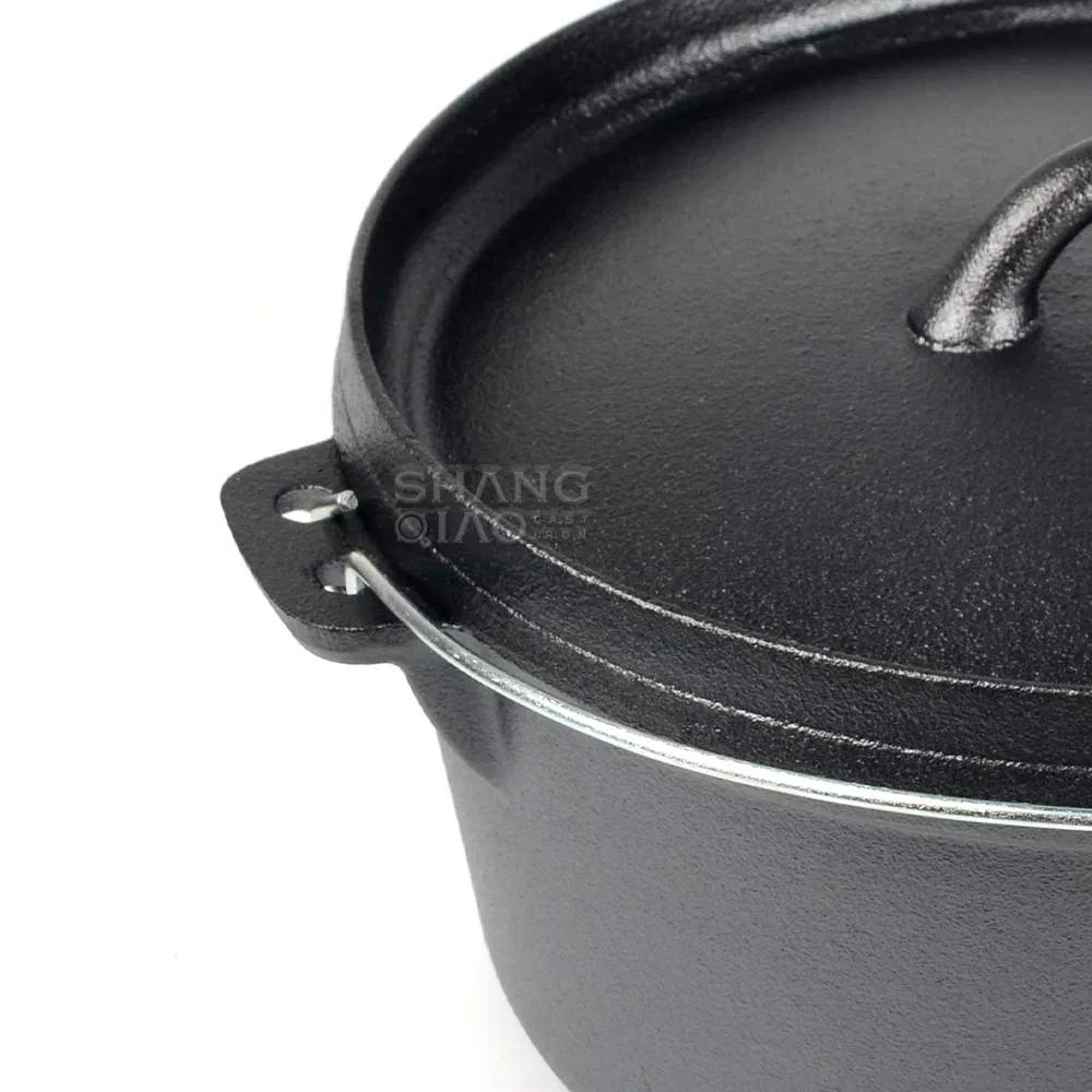 Чугунный казан для кемпинга, черный, с предварительной прокалкой