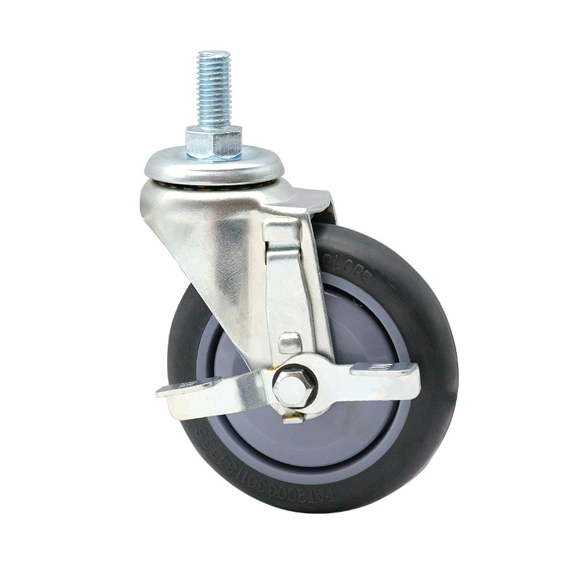 Water Proof Swivel Top Plate Type Brake Artificial Rubber Wheel Caster 4inch