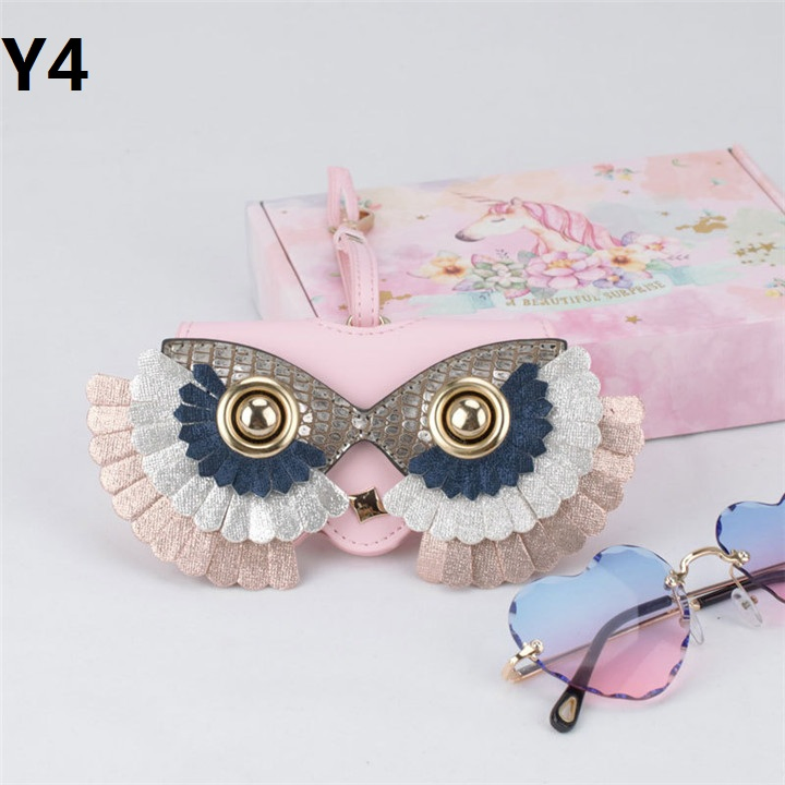 Ea079 Cute Removable Lipstick Folding PU Eye Sun Glass Bag Wholesale Luxury Travel Leather Holder Sunglasses Case Custom Logo
