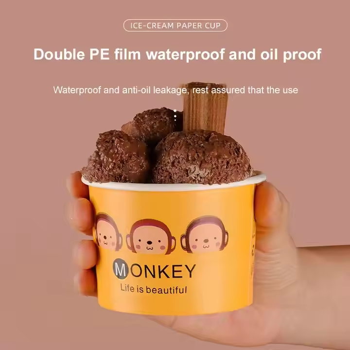 Custom Packaging Recyclableice Cream Container Paper Cup with Lids
