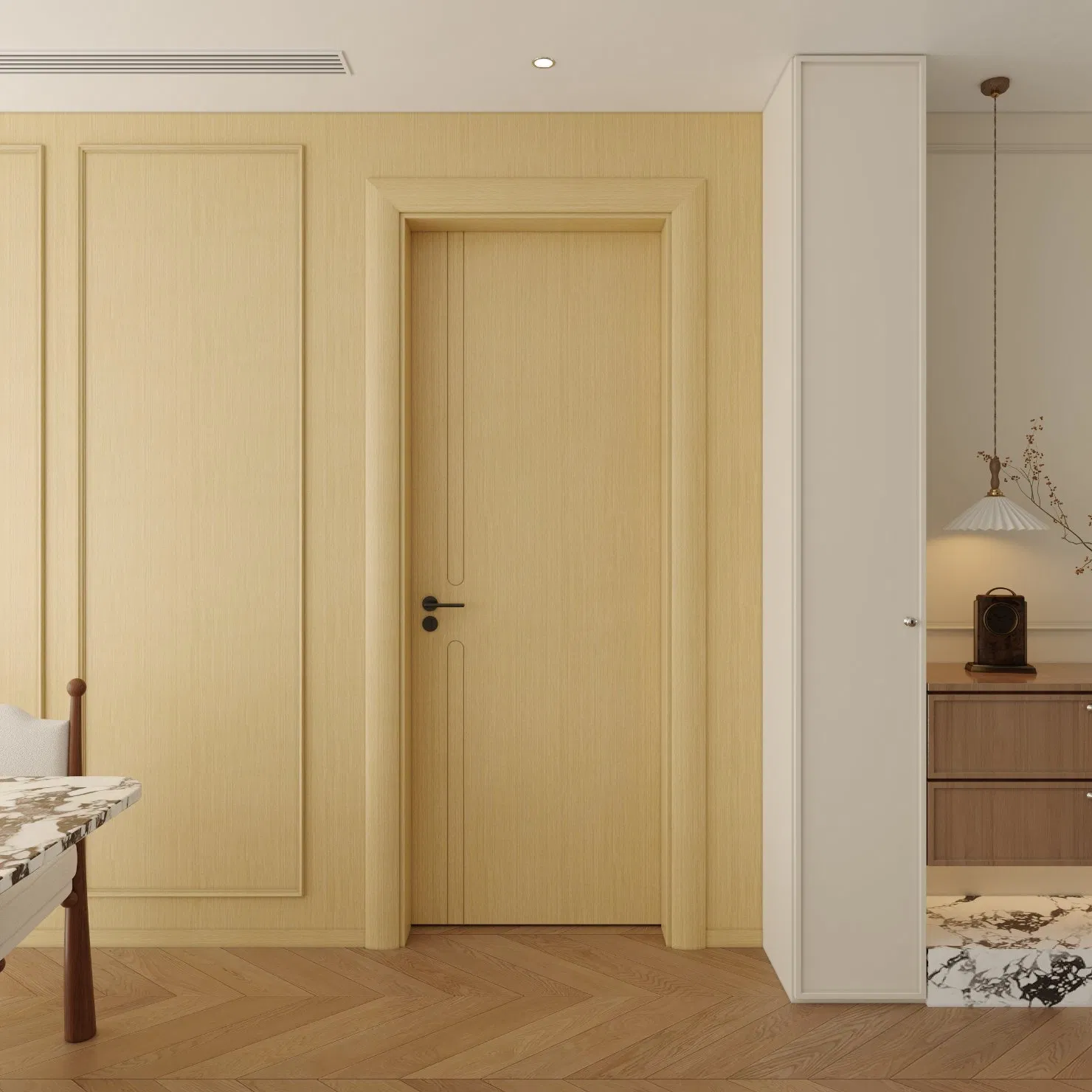 Classic Frame WPC Door with Subtle Decorative Grooves