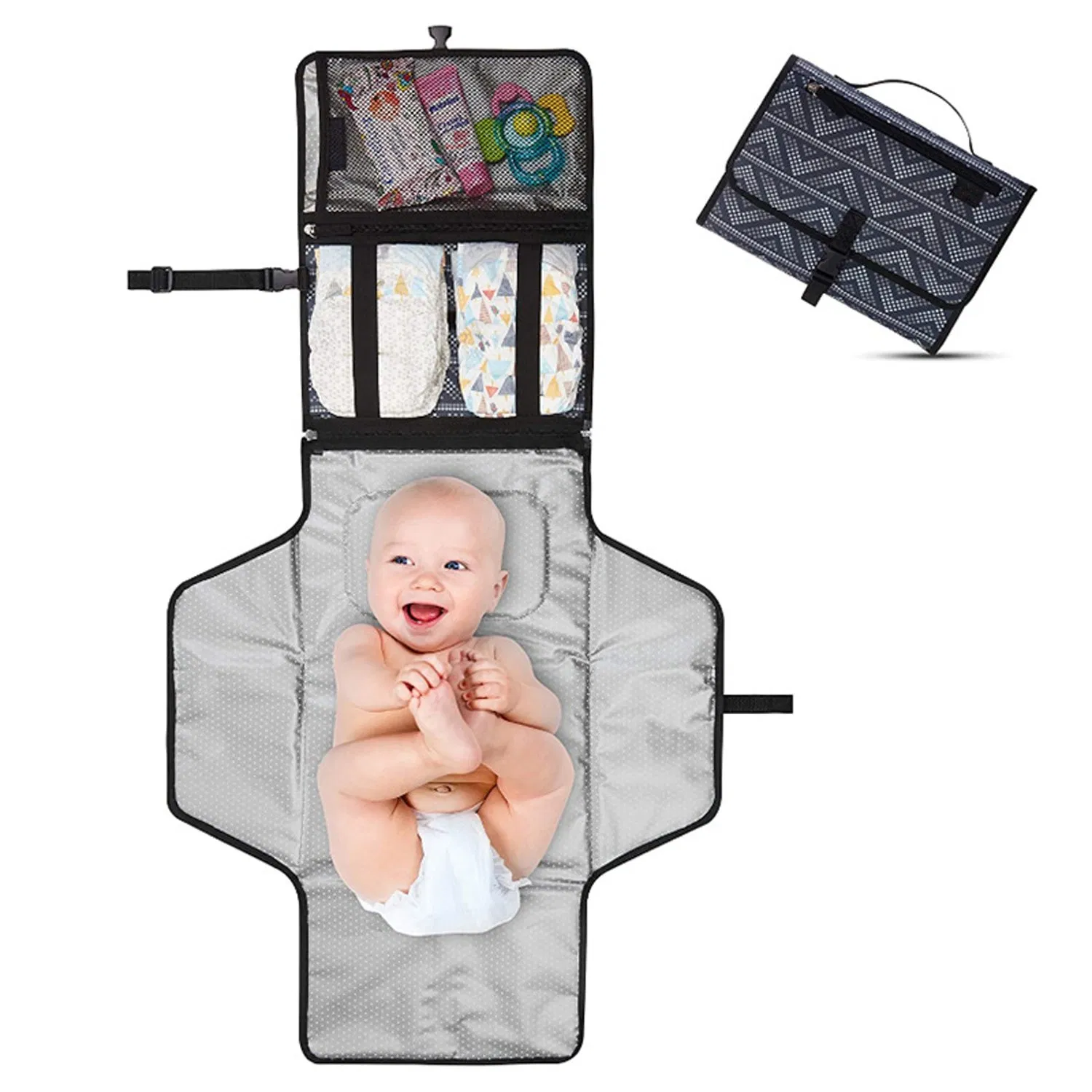Portable Pad Travel Waterproof Compact Diaper Baby Changing Mats with Built-in Pillow - Lightweight & Foldable Changing Station