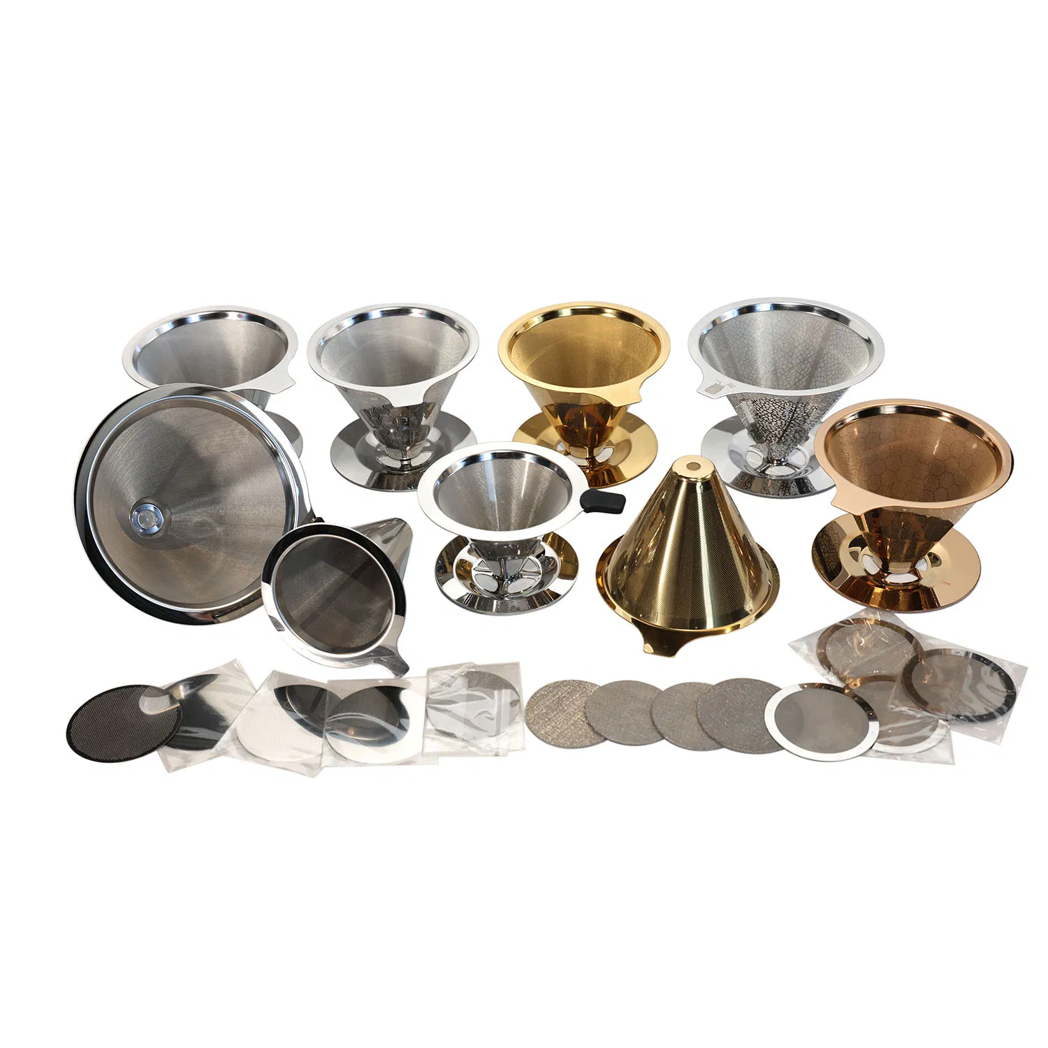 Coffee Eco-Friendly Filter Funnel, Commercial Household Filter Cup, Double-Layer Ultra-Fine 304 Stainless Steel Filter Screen
