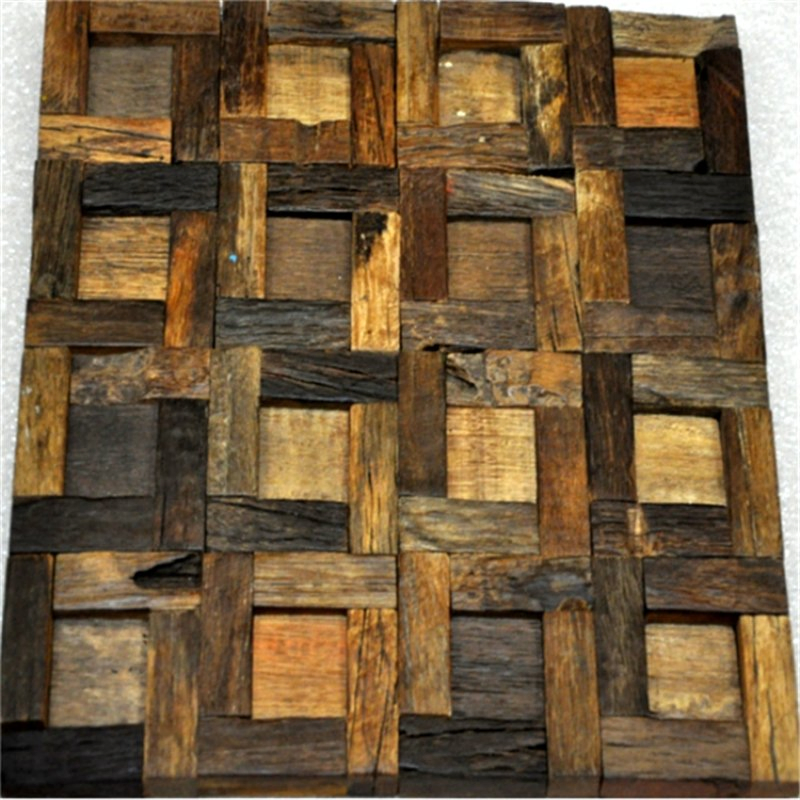 Solid Wood Mosaic Wall Panels, Room Reclaimed Boat Wood Wall Panel