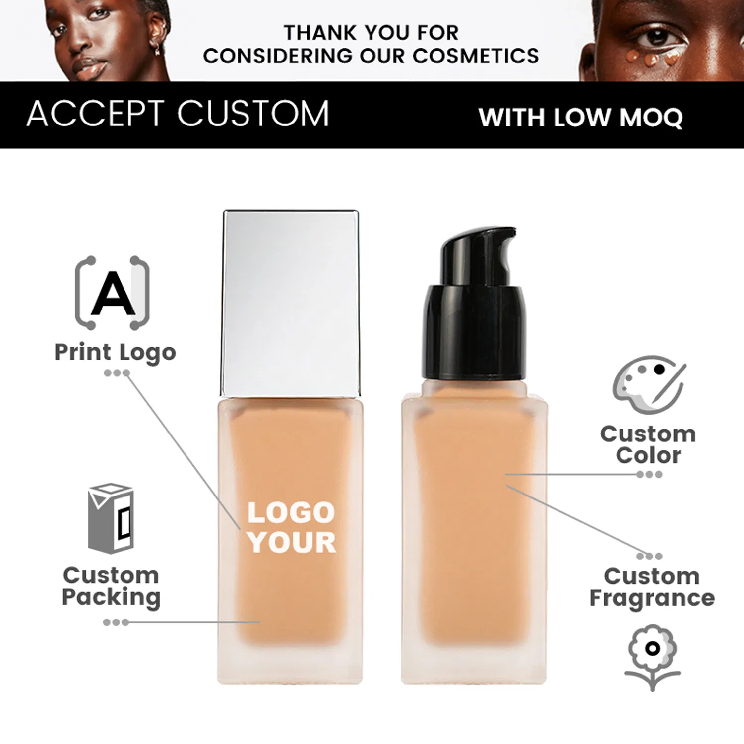 OEM Cosmetics Matte Liquid Foundationfull Coverage Foundation Makeup