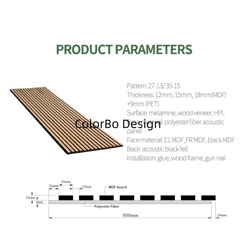 PET BLACK 21 mm thickness wood wool acoustic groove panel
