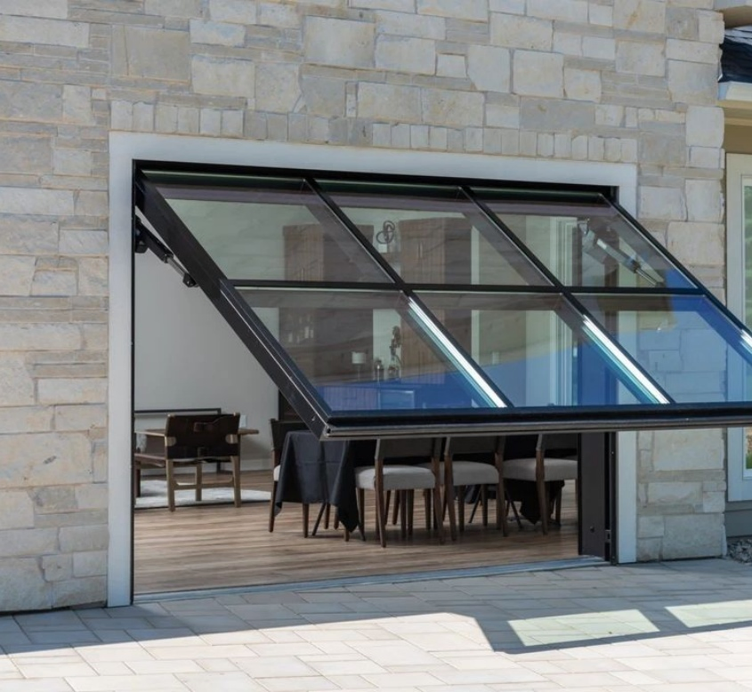 Nfrc CE Electric Aluminum Glass up and Over Canopy Garage Doors