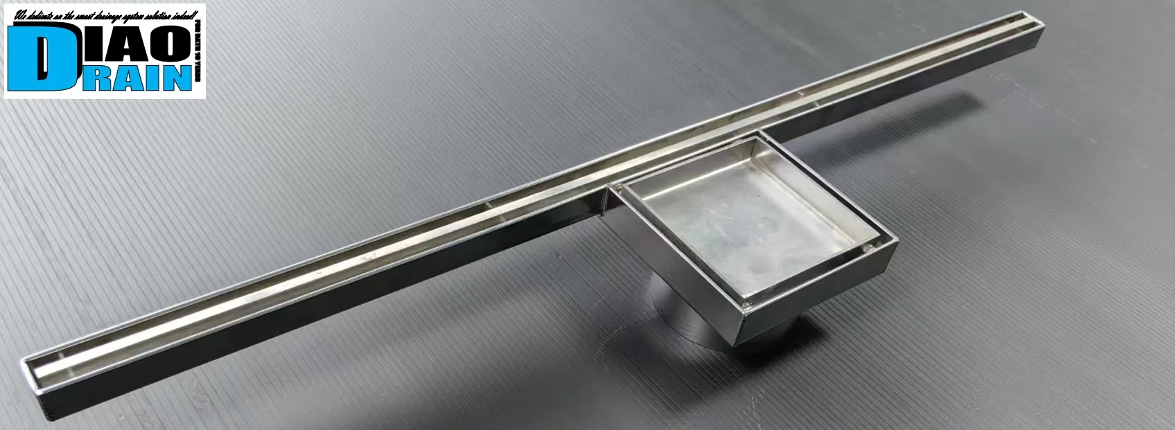 Stainless Steel Linear Slim Drain with Tile Insert and Odor Stop Technology