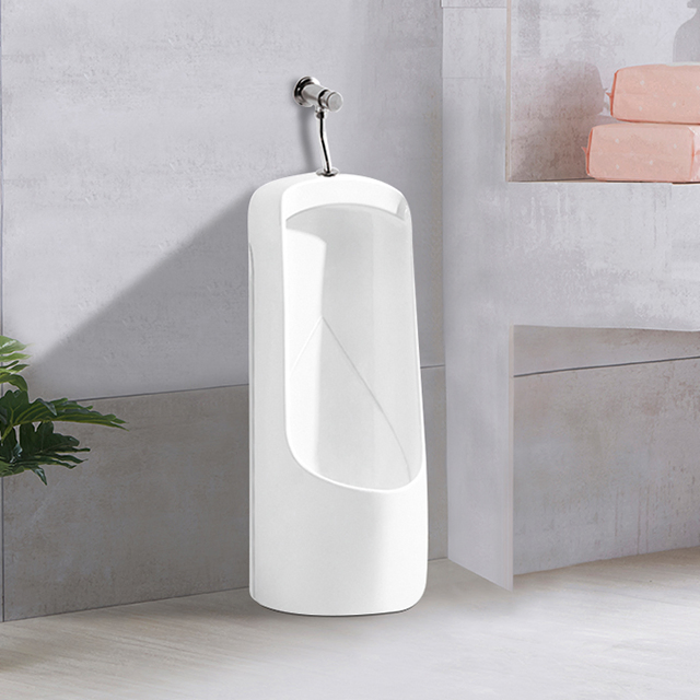 Modern Bathroom Ceramic Sanitary Ware Push Button Flush Valve Floor Mounted Urinal for Men Adult