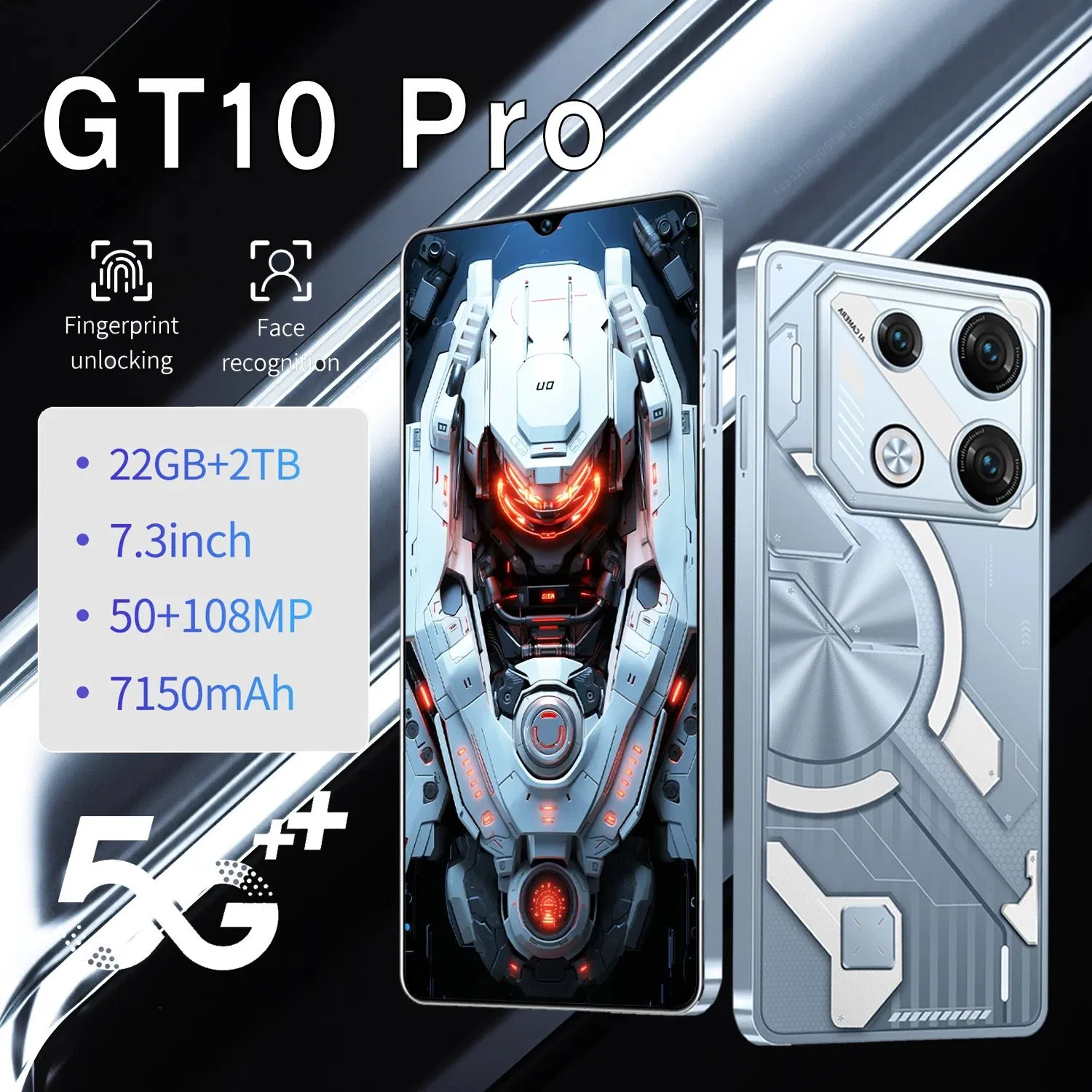 Gt10 PRO 6PRO Dual SIM Android Mobile Phones Excellence with 16GB RAM 1tb Storage 7.3 Full Display and 10-Core Processor