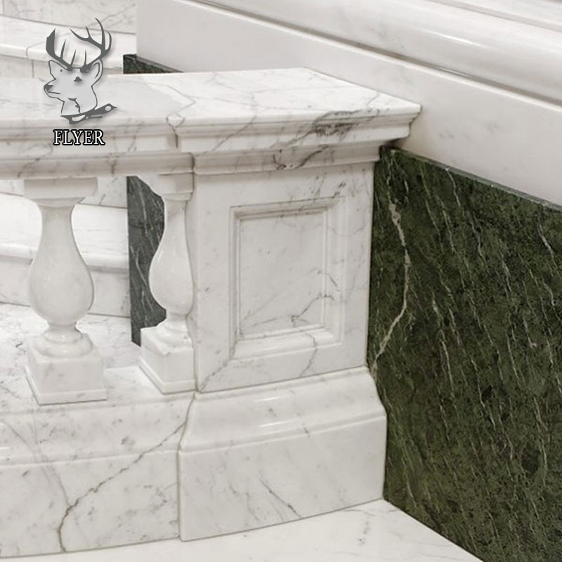 Building Home Decoration Staircase Polished Marble Stone Railway Handrails Baluster Balcony White Marble Balustrade