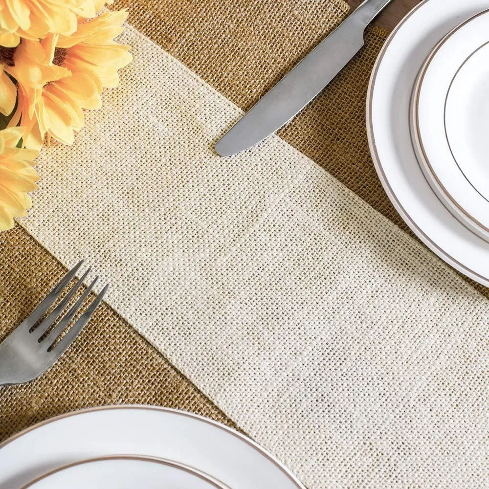 Jute Woven Fabric Rustic Table Decor Burlap Table Runner