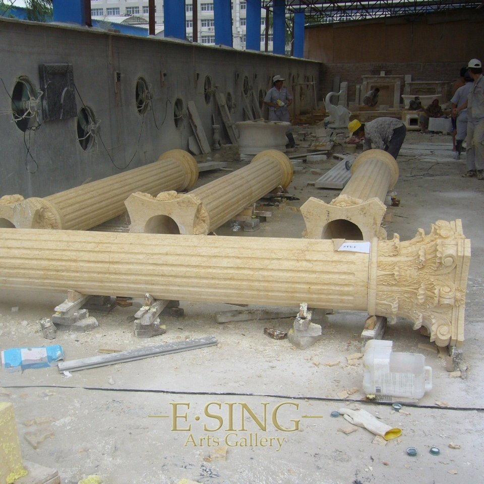 Factory Direct Sale Exterior Yellow Marble Columns House Decorative Pillars for Homes Hollow Pillars
