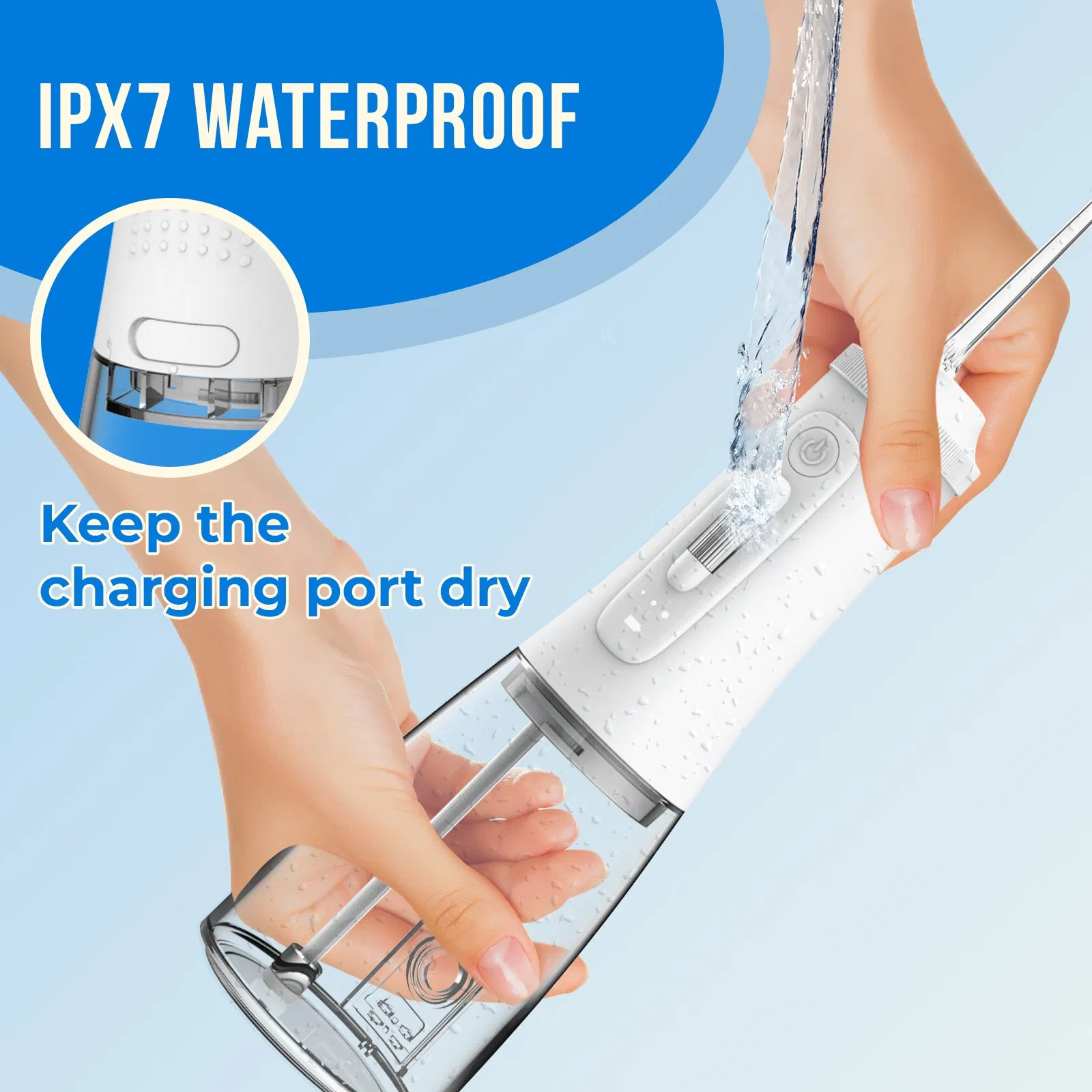 Portable Cordless 300ml Rechargeable Water Dental Flosser Waterproof Electric Oral Care Irrigator for Home and Travel