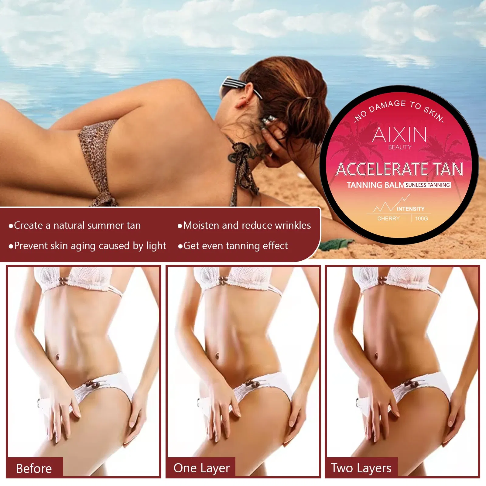 Beauty Skin Care Product Accelerate Tanning Advanced Moisturizing Formula Cherry Tanning Cream