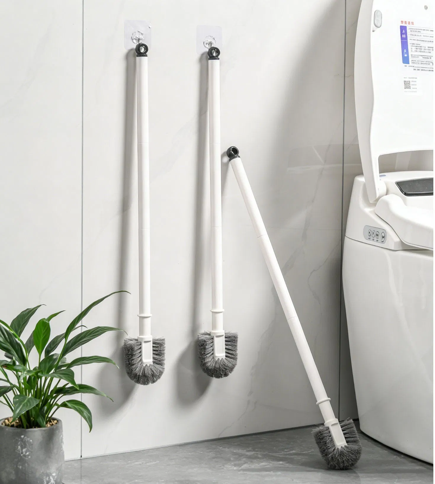 Extra Long Three-Section Toilet Brush for Deep Cleaning