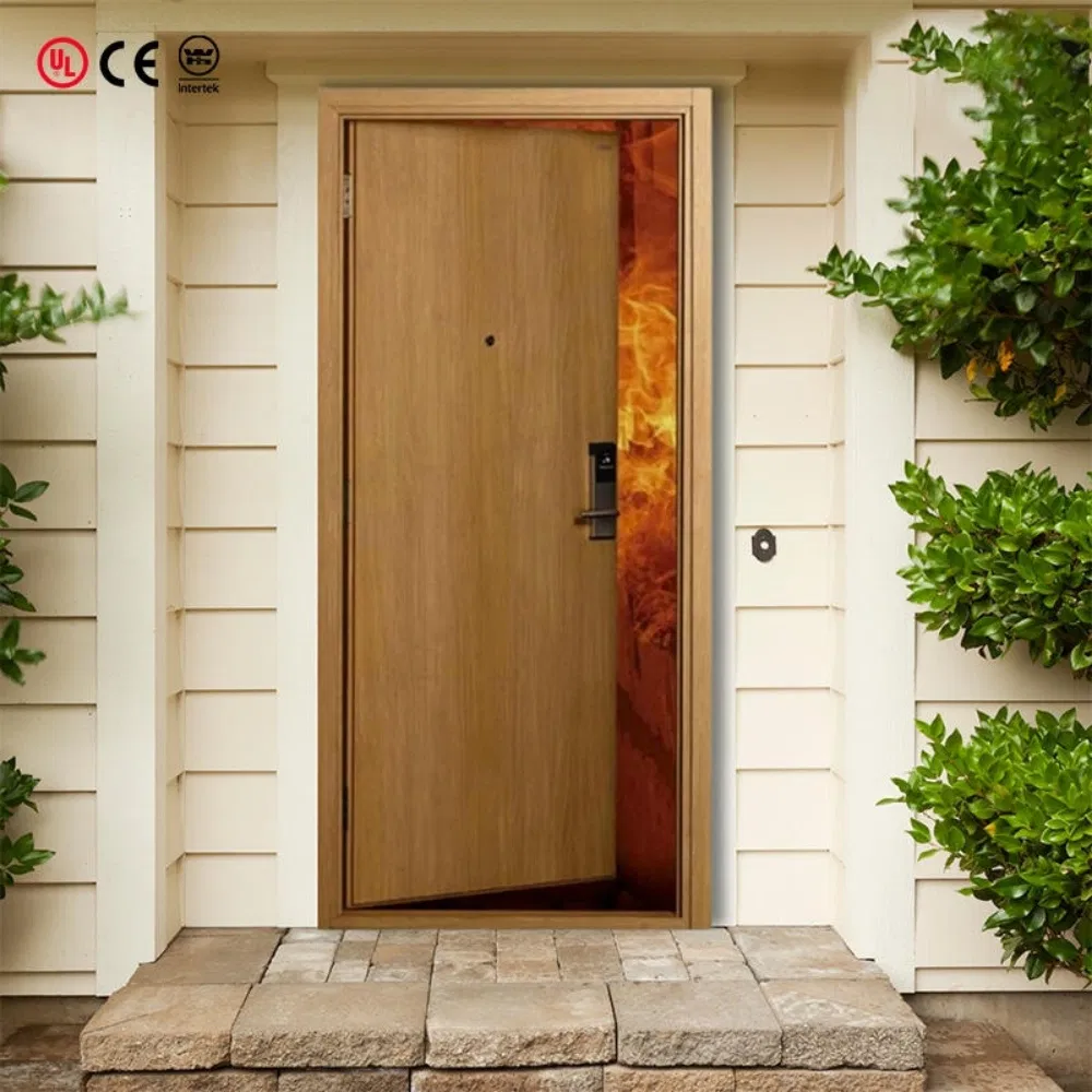 China Custom Interior Fire Wood Door High End BS En as CE UL Fire Doors for School Apartment Hospital Hotel Room Fireproof Wooden Door Fire Rated PVC Doors
