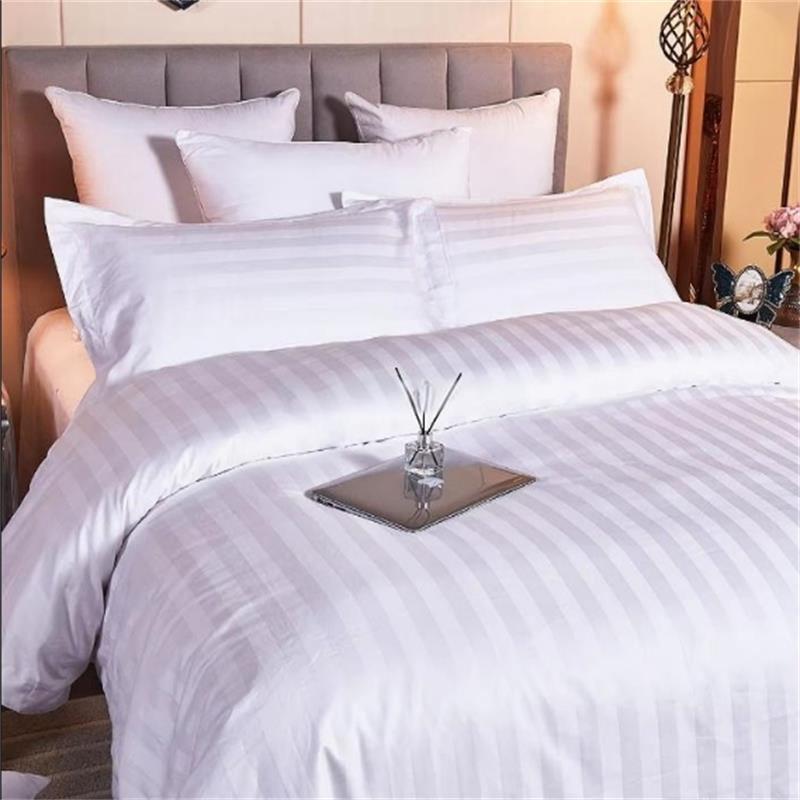 White Luxury Home Hotel Duvet Cover Sets 100 Cotton Bedding Set 3cm Striped Bed Linen and Duvet Covers