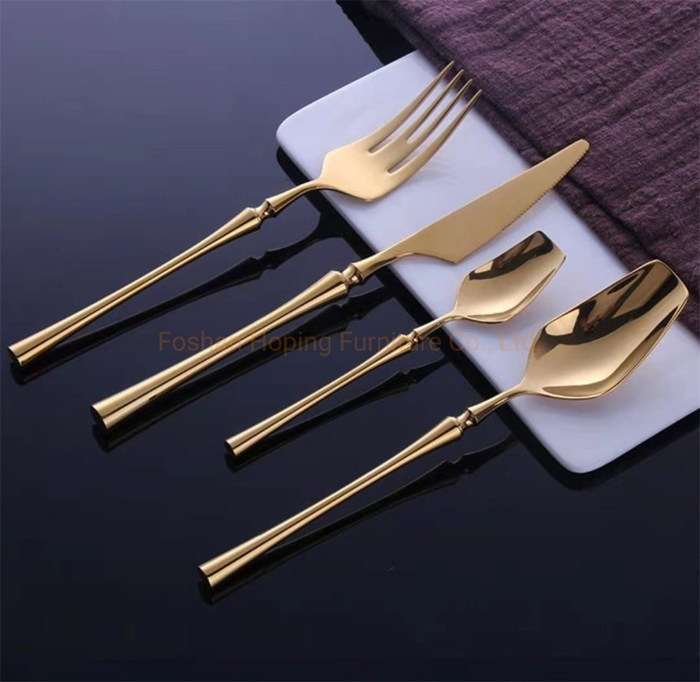 Gold Sliver Flatware Knife Spoon Fork Silverware Dishware Tableware Wedding Cutlery Sets