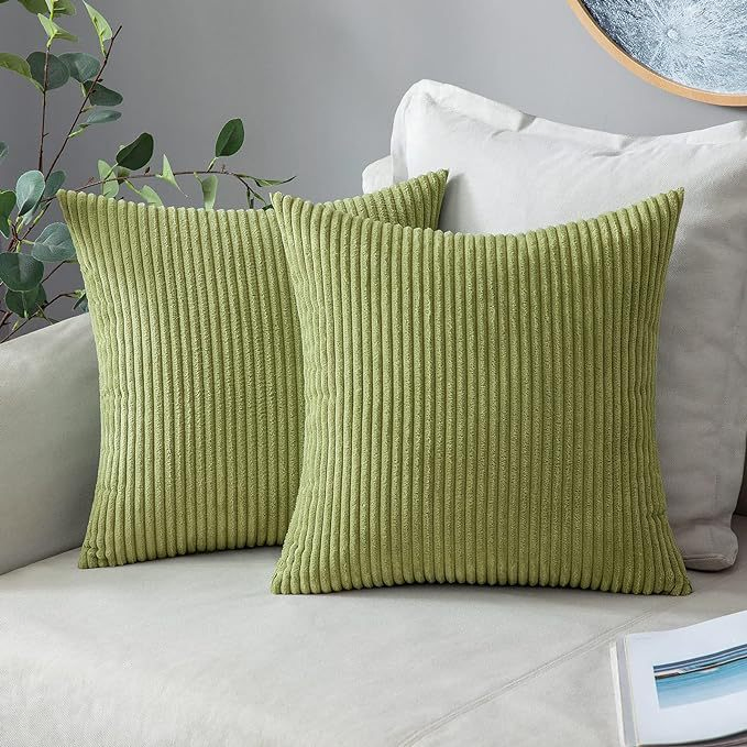Home Decorative Soft Striped Velvet Square Throw Pillow Cover for Bedroom