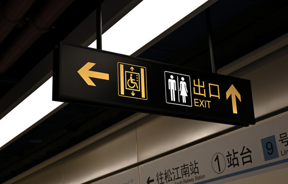 Subway Mall Floor Entrance Exit Aluminum LED Directory Wayfinding Hanging Sign
