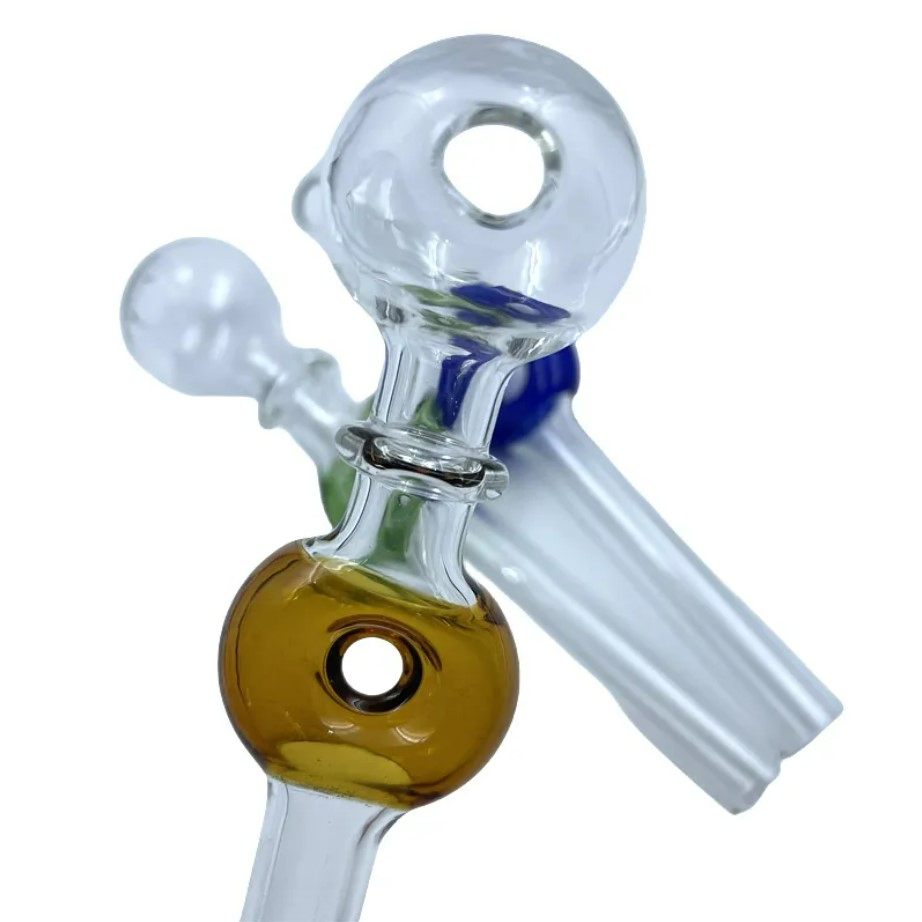 12.3cm Colorful Pyrex Oil Burner Pipe Glass Smoking Pipe with Glass Bulb Smoking Pipe