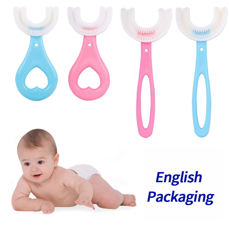 Factory Selling 360 Degree Food Grade Children U-Shape Toothbrush Silicone Baby U Shape Toothbrush