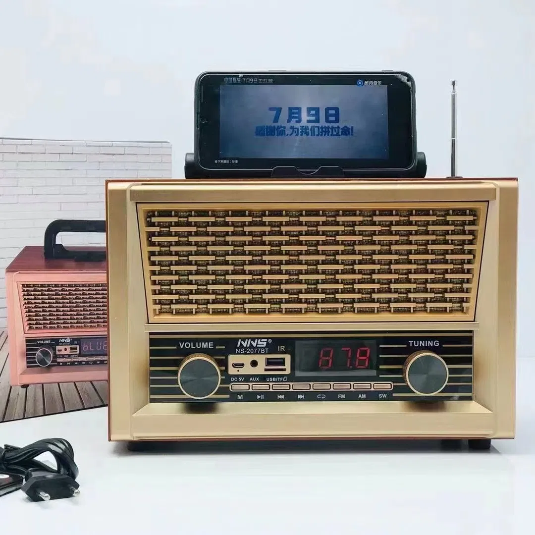 Ретро радио NS-2077BT с Bluetooth, деревянный корпус
