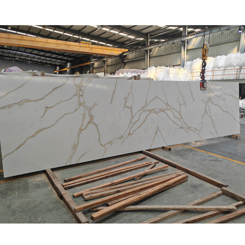 White Quartz Slab Polished Artificial Quartz Stone Slabs Kitchen Counter Calacatta Gold Quartz Countertop