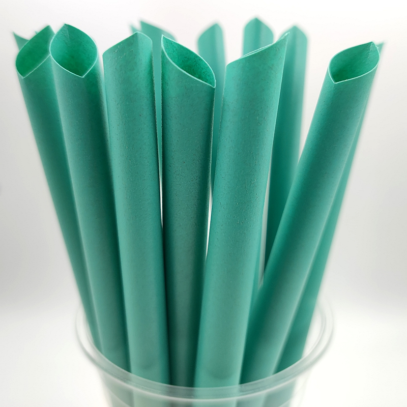 Composable Custom Plastic Coffee Grounds Green Straws with Logo