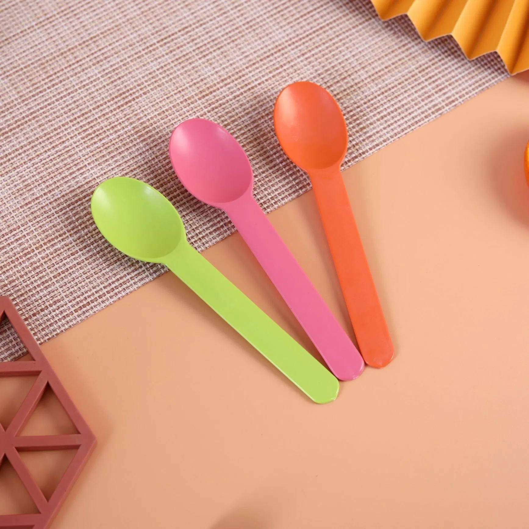 Eco Friendly Customized Disposable Cornstarch Colorful Spoons Frozen Yogurt Ice Cream Spoon