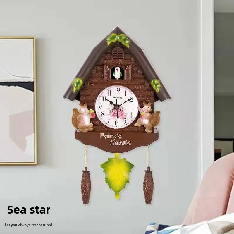 Decorative Wall Clock Innovative European Cuckoo Bird Design Silent Quartz Movement