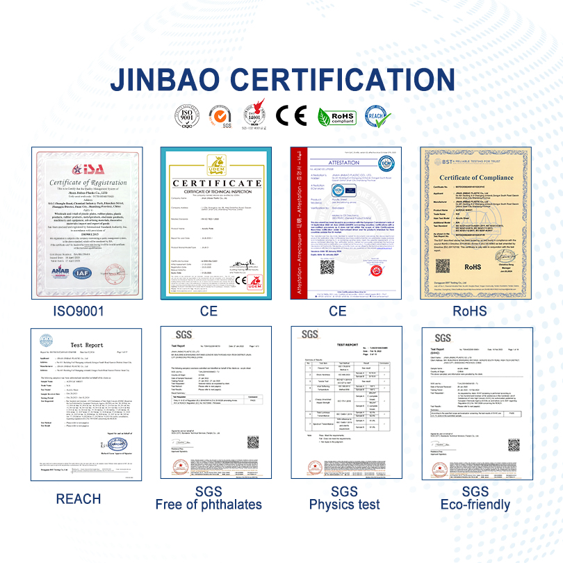 Jinbao Solid Surface Thick 100 50 20mm Marble White Clear Transparent Color Perspex Board Acrilico Panel Glass Cast Acrylic PMMA Sheet for Swimming Pools