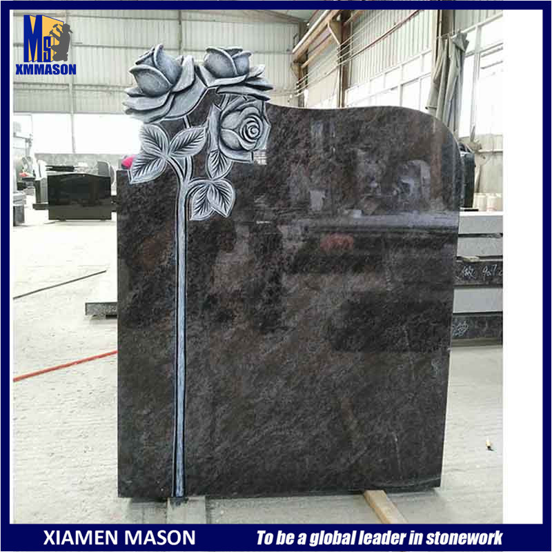 Hot Design Jet Black Weeping Angle with Heart Granite Headstones