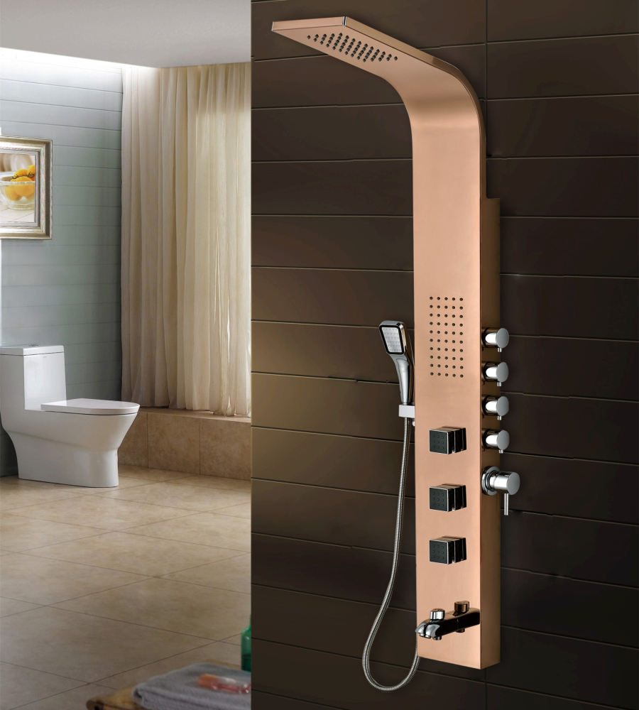 Titanium Gold Wall Mounted Shower Column Exposed Shower Set Shower Panel