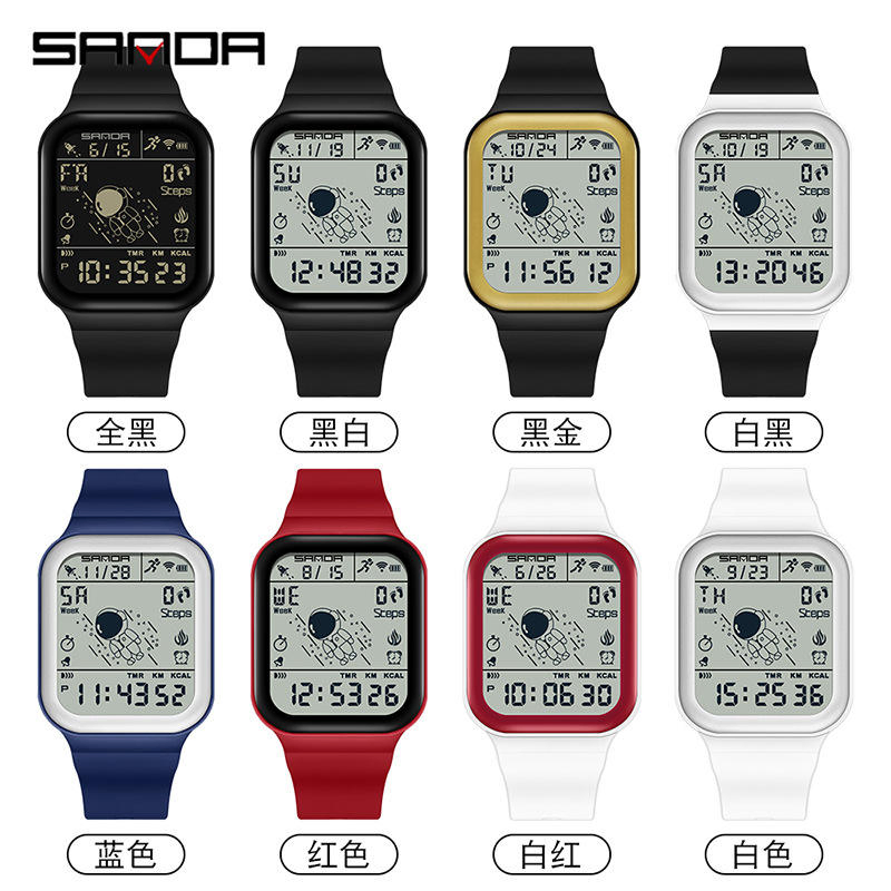Sanda 6101 Sports Chronograph Circuit Board Waterproof Luminous Digital Watch