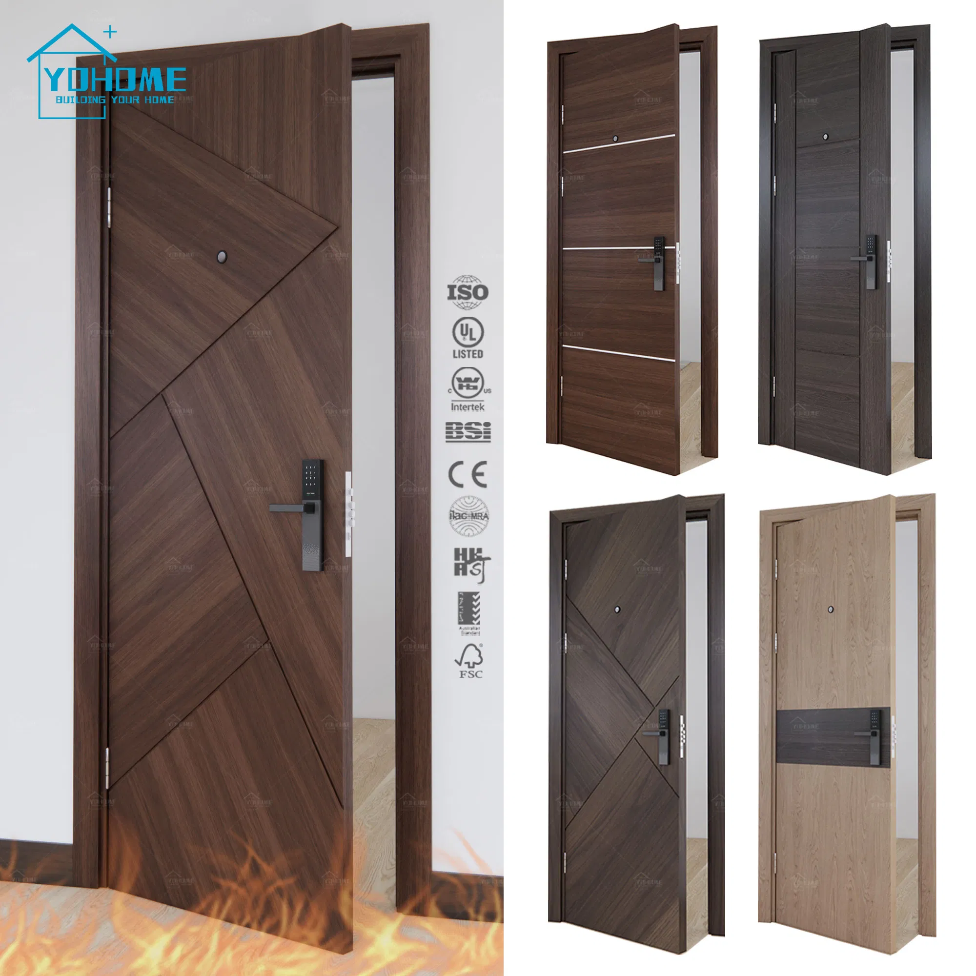 Australia Fireproof Doors Manufacturers Hotel Room Fire Prevention Wood Prehung 30 60 90 Minute Fire Rating Door
