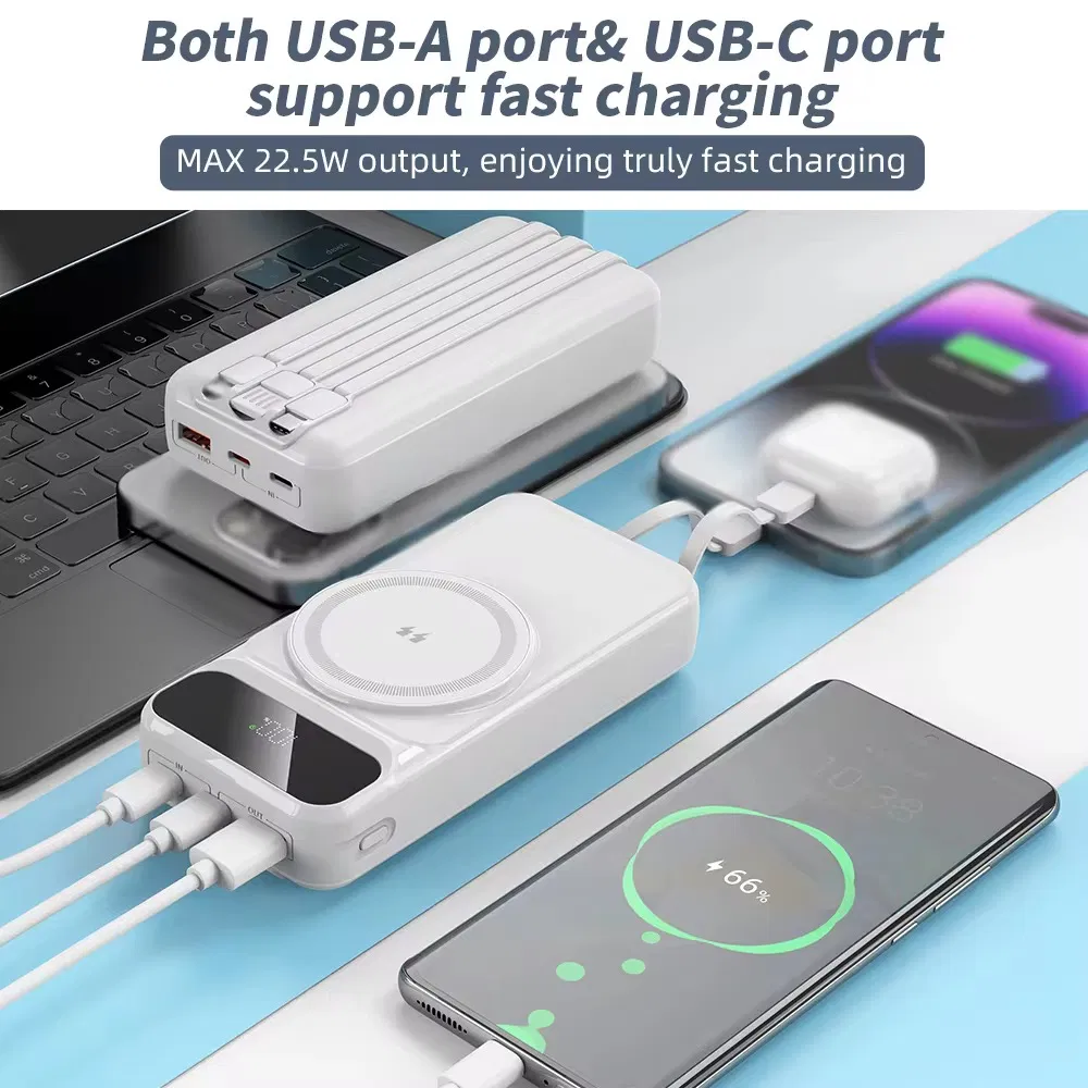 Пауэрбанк 20000 mAh с беспроводной зарядкой и дисплеем